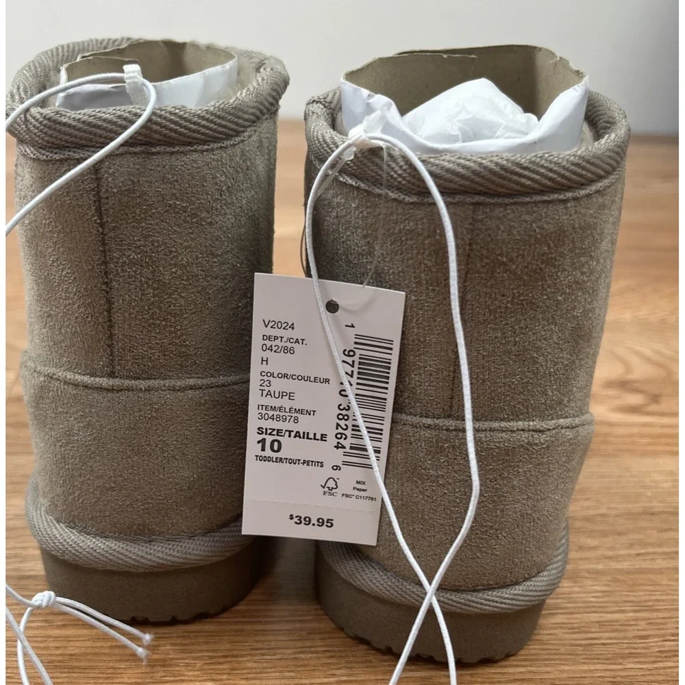 The Children's Place Faux Suede Faux Fur Boots Booties Taupe Toddler Girl 10 NEW